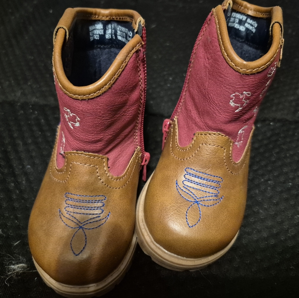 Brown and Red Kids' Cowboy Boots - Picture 7 of 7